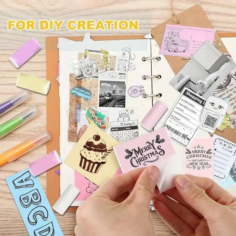 Etiqueta colorida autoadesiva para mini impressoras, papel térmico, Mini papel de impressão, máquina de pose, Kid Camera Stickers, 57mm Largura