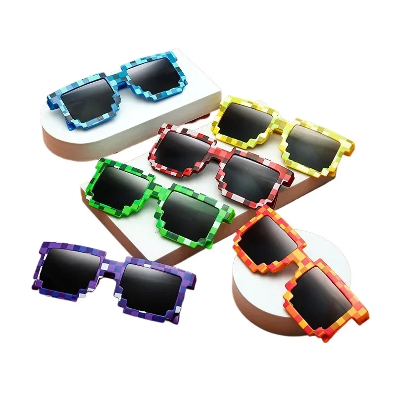 2025, neue trendige Sonnenbrille, Creeper-Brille, Party, lustige Sonnenbrille, Neuheit, Mosaik, lustige Brille, Jungen und Mädchen, Pixel-Brille