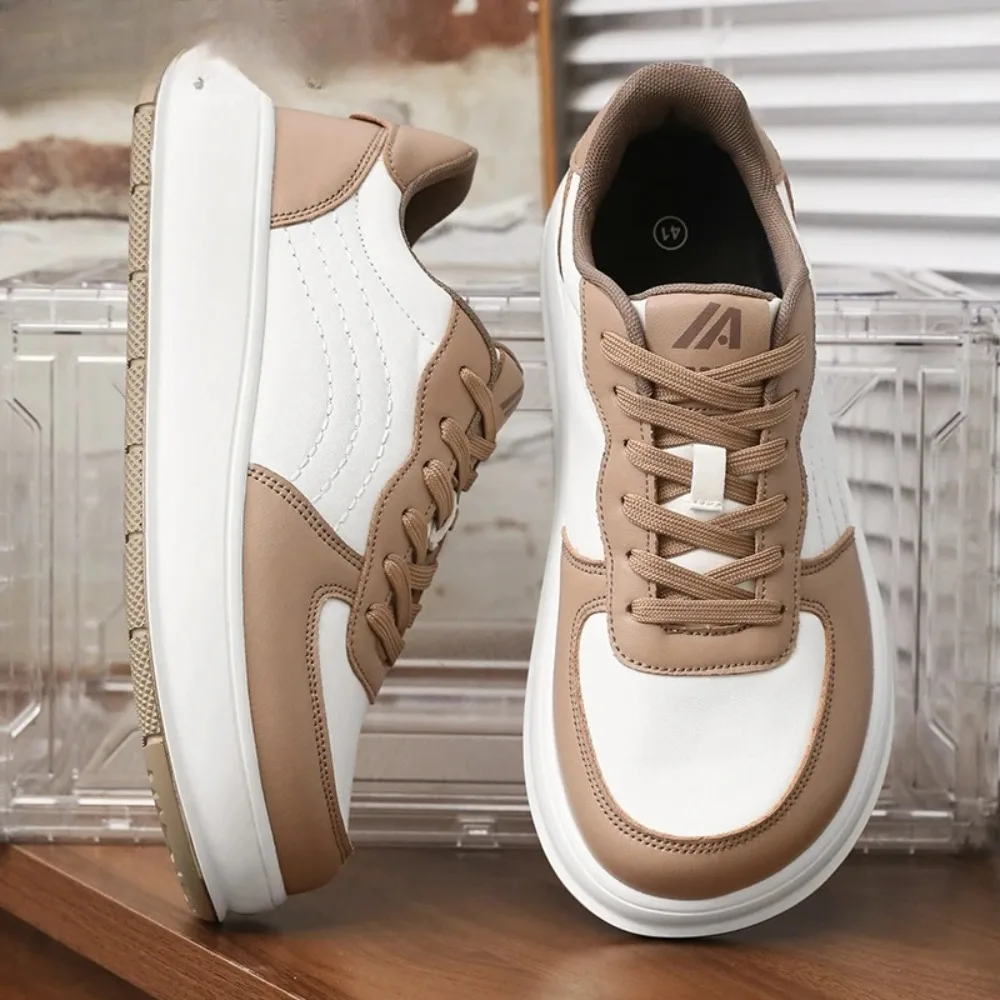 2025 bola minimalista punta ancha caja nariz casual zapatos para caminar zapatillas de deporte tela cuero apilado altura calzado para hombres hombre mujer