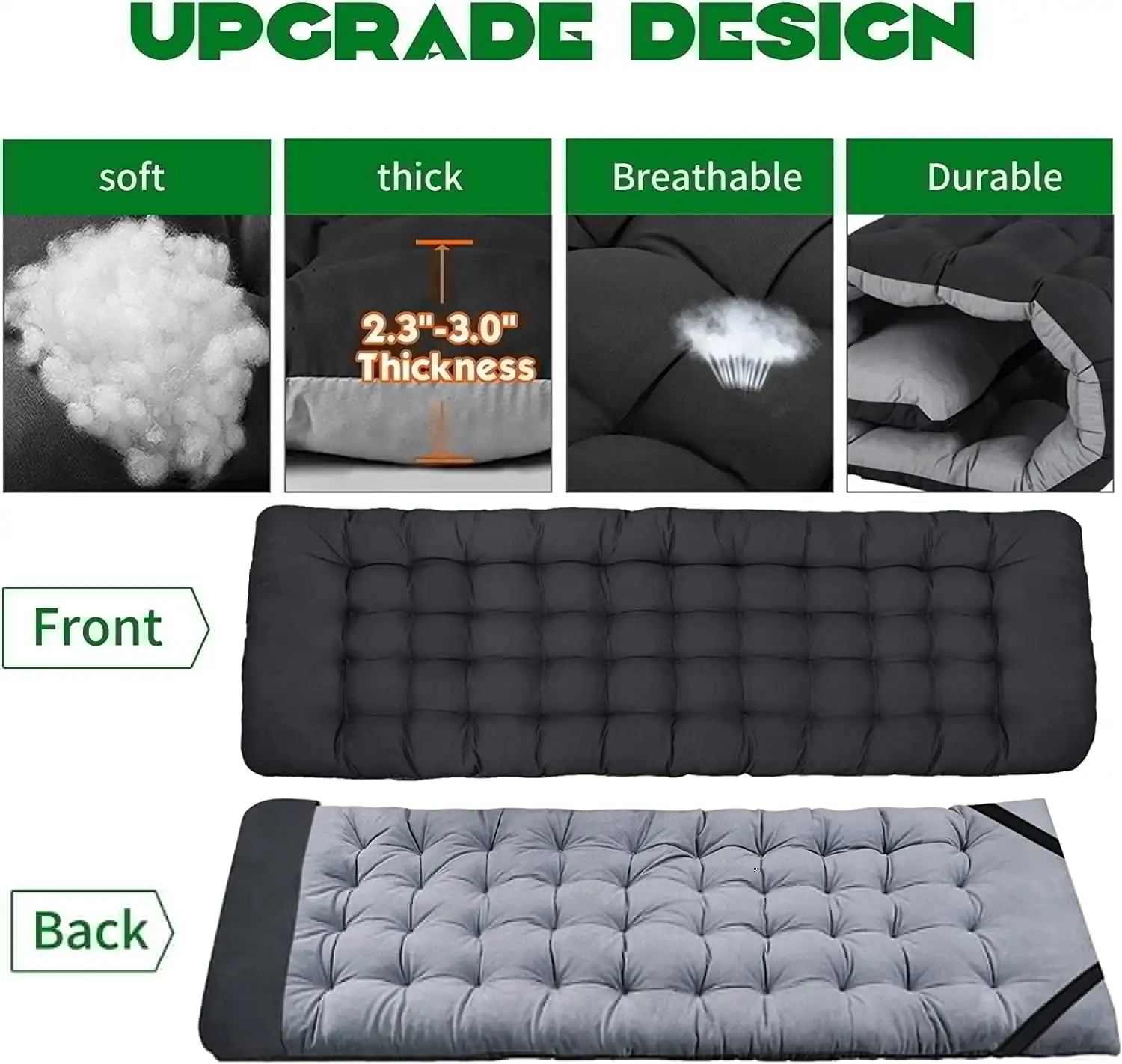 سرير سرير XL قابل للطي مع مرتبة 3.3 بوصة على الوجهين، سرير تخييم قابل للطي مقاس 75 بوصة * 28 بوصة مع حقيبة حمل، سرير ضيوف قابل للطي للنوم #3