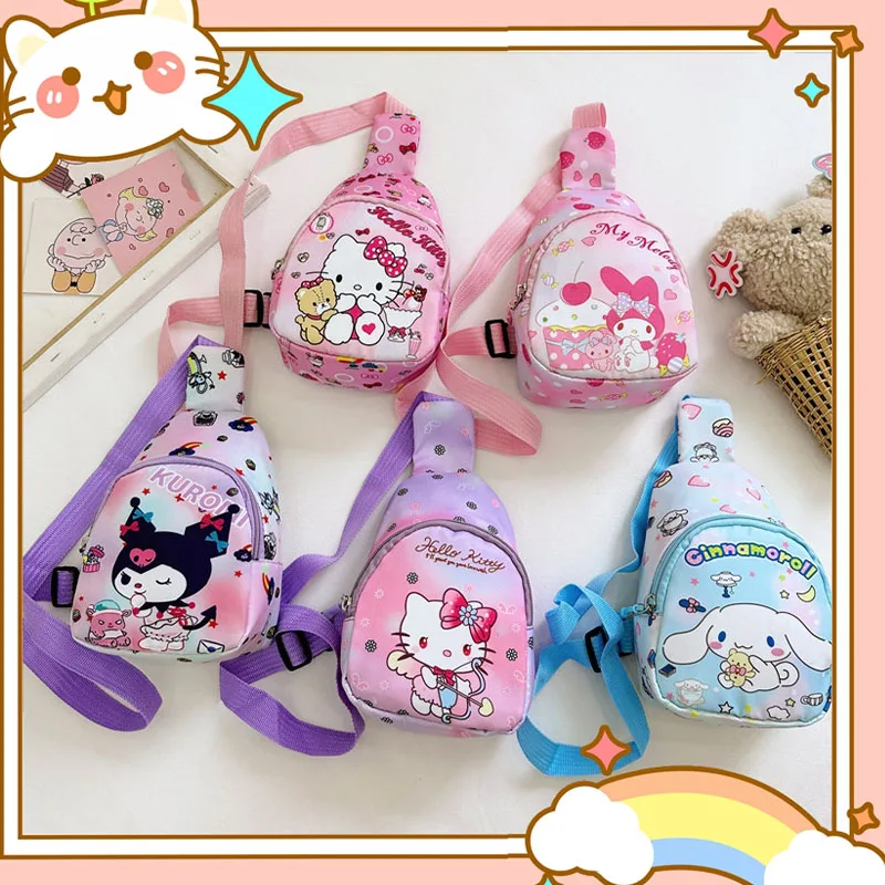 Cinnamoroll-mochila Kawaii Sanrio para niños, morral escolar de dibujos animados, My Kuromi Melody, bolso de hombro de Hello Kitty, regalos de