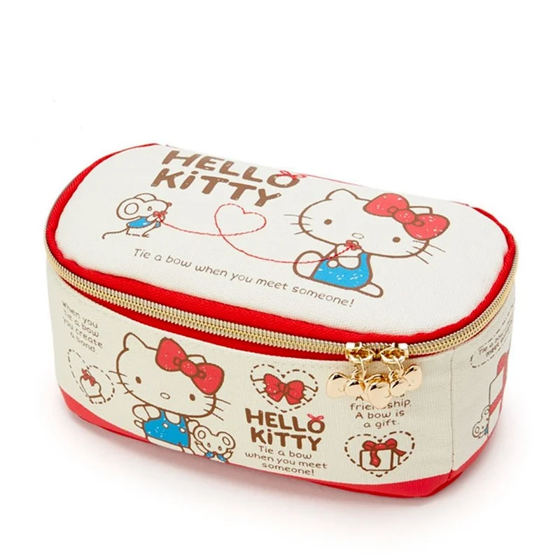 Vendita calda Hello Kitty Cartoon Cosmetic Bag Kawaii Melody Travel Canvas Storage Wash Bag Makeup Case Cosmetic Box Organizer Sanrio