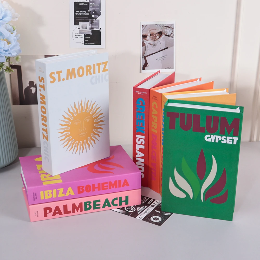 سلسلة أزياء السفر كتب وهمية الديكور غرفة المعيشة جماليات الدعامة الكتب زينة طاولة القهوة الحلي الإضافية