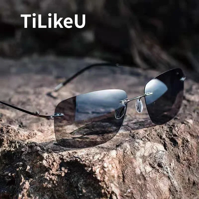 Nowe ultralekkie okulary przeciwsłoneczne bez oprawek z polaryzacją UV400 kwadratowe metalowe okulary do jazdy na zewnątrz Night Vision Shades 2025 męskie okulary przeciwsłoneczne wędkarskie