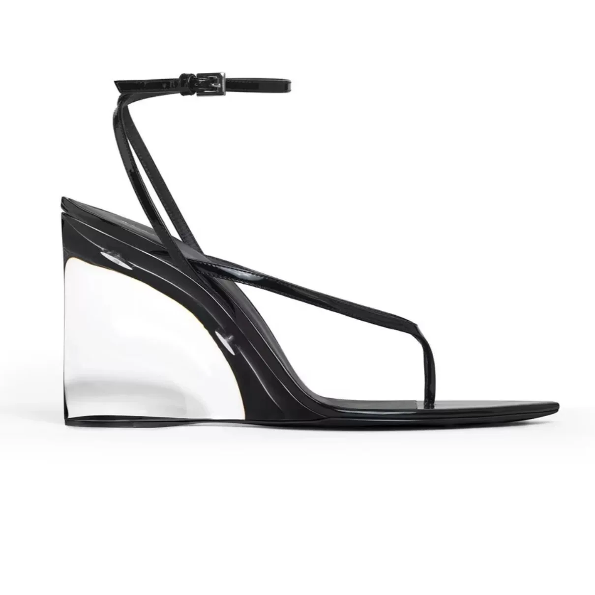 2026Summer New Transparent Thick High-heeled Women's Sandals, Pointed Flip Flops, Clip Toe Sandals, Party High-heeled Sandals image 2