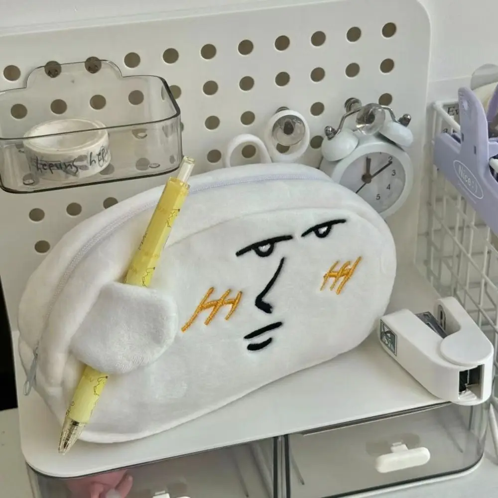 Trendy Large Capacity Funny Expression Pencil Pouch Cosmetic Bag Makeup Bag Pen Case Cartoon Stationery Storage Bag Student Use