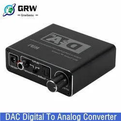 Grwibeou HiFi DAC Amp Digital To Analog Audio Converter RCA 3.5mm Headphone Amplifier Toslink Optical Coaxial Output dac 24bit