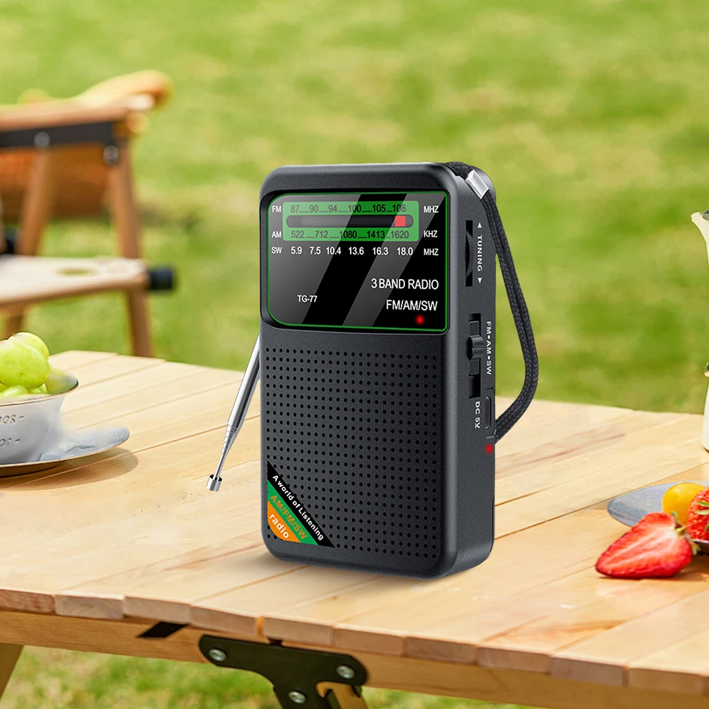 FM AM SW Radio with Headphone Jack Portable Radio Rechargeable Radio for Outdoor Camping Seniors Elderly Walking