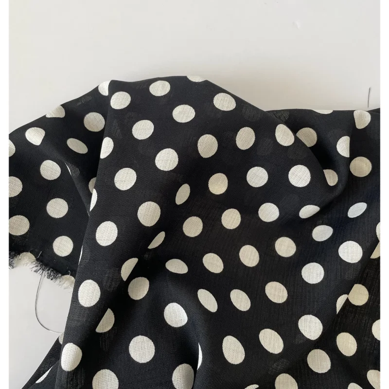 

White polka dots polyester fabric for clothing handmade diy fabric