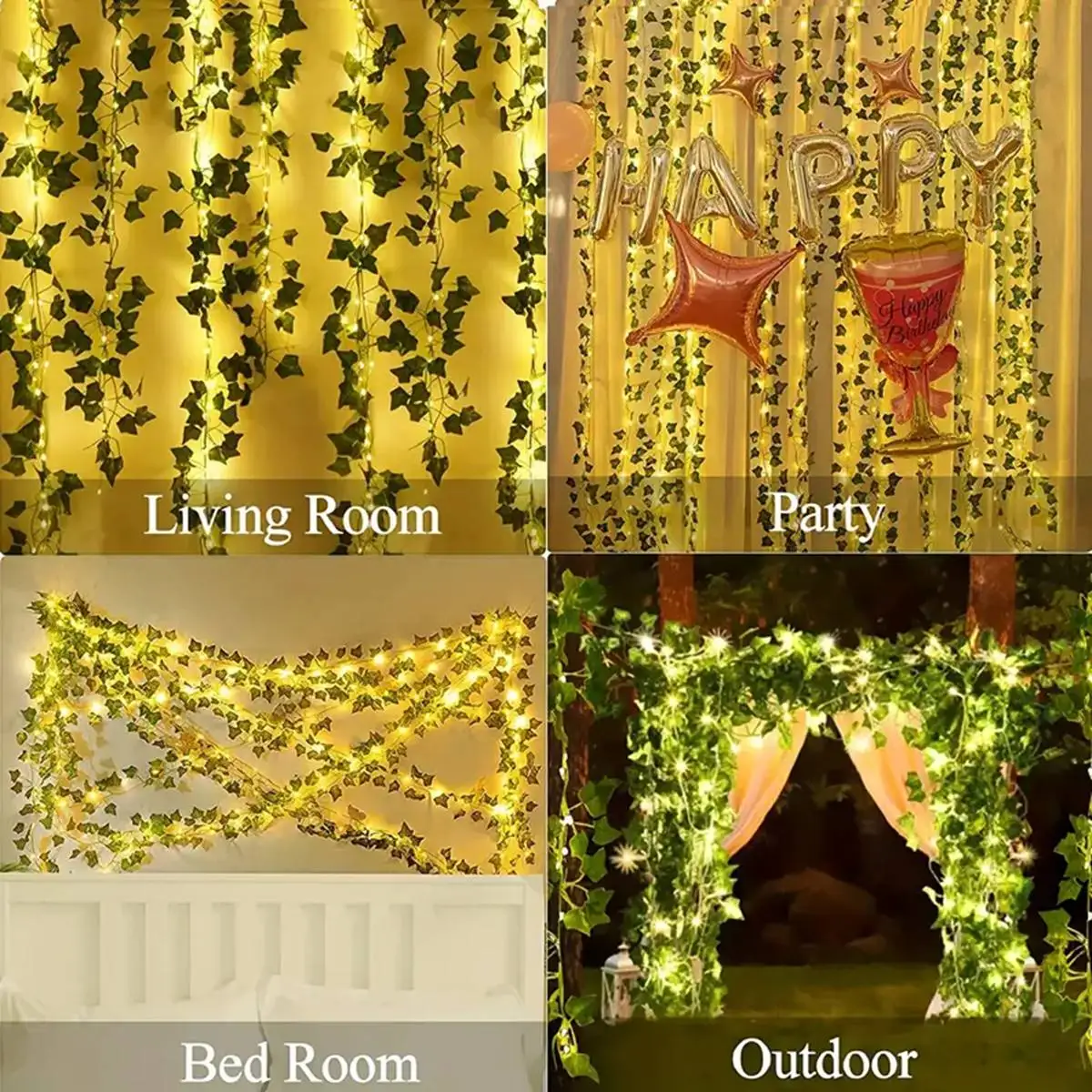 12 Packs Vine Hanging Garland String Light Artificial lvy LED StringLight For Bedroom Wedding Party Garden Wall Room Home Decor