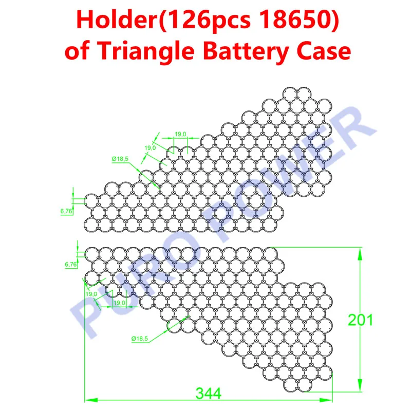 Triangle Holder Fit 91pcs 21700 Cell Fit 126pcs 18650 Cell Triangular Cell Holder 18650 21700 Support for DIY Triangle Battery