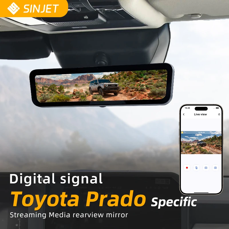 SINJET For Toyota Prado Car Electronics Rearview Mirror High Definition Front and Back Dual Camera Night Vision DVR Dash Cam
