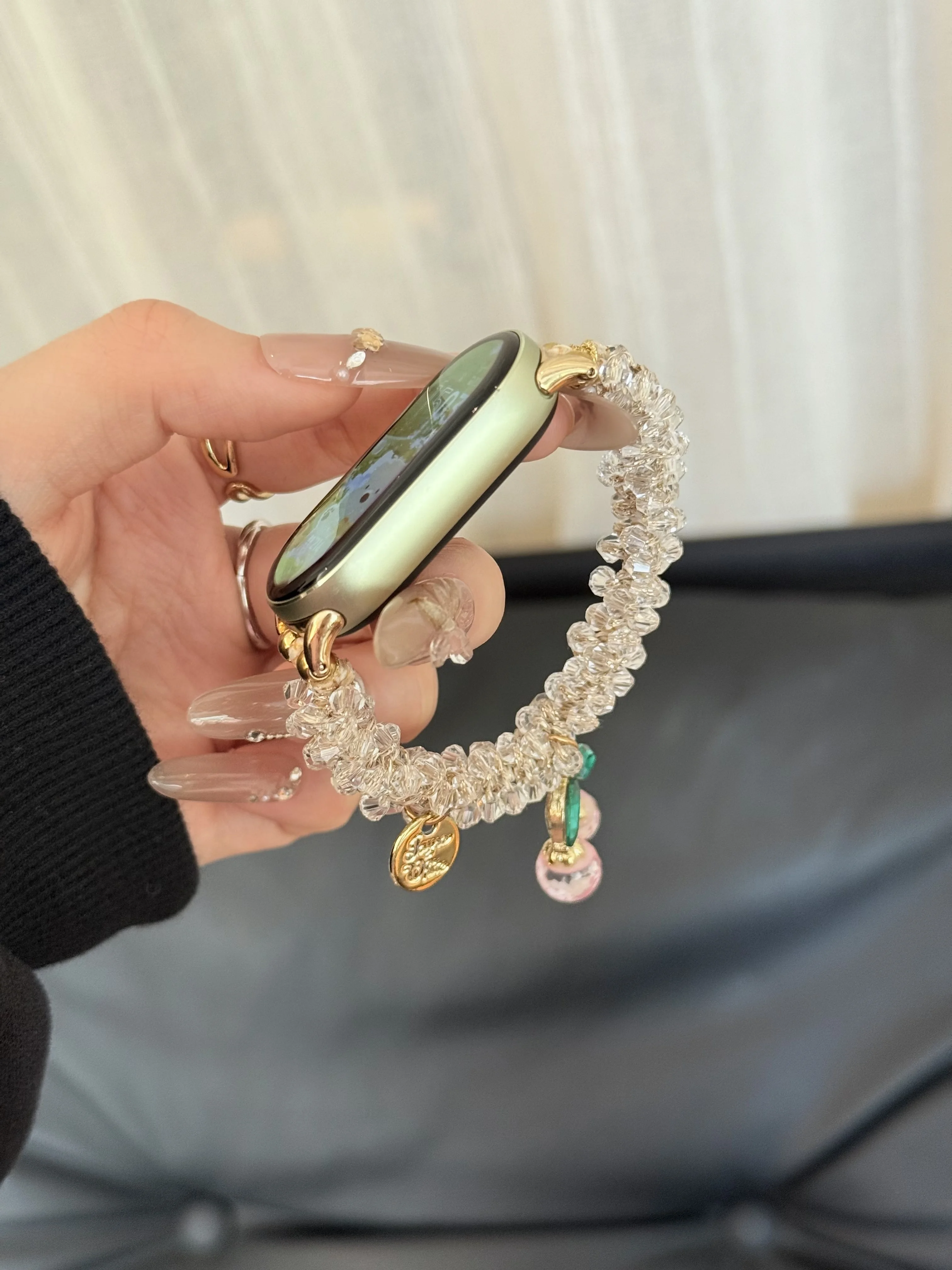 

Watch strap with crystal cherry beads suitable Xiaomi Band 8Pro/9Pro，For Mi band 3/4/5/6/7，8/8NFC/9/9NFC/10/10NFC，For Redmi Watc