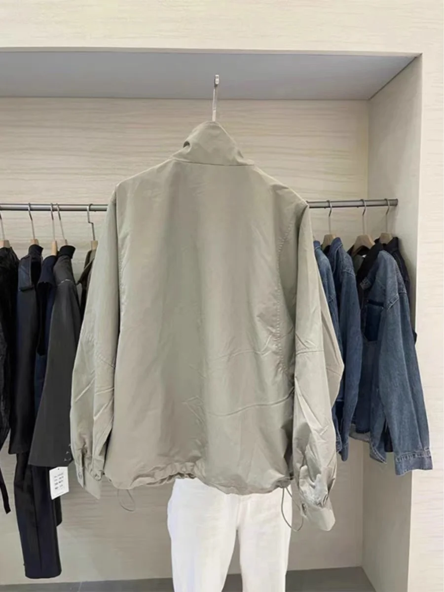 

Loose Casual Korean Sle Long Sve Stand Collar Windbreaker Women's Spring New Dstring Coat Jaet Workwear Sle