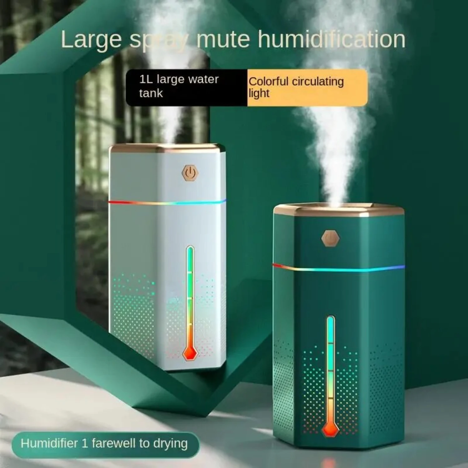 

Nightlight Colorful Atmosphere Light Humidifier Usb Desktop Portable Atomizer 1L Refill Device Aromatreatment Gifts