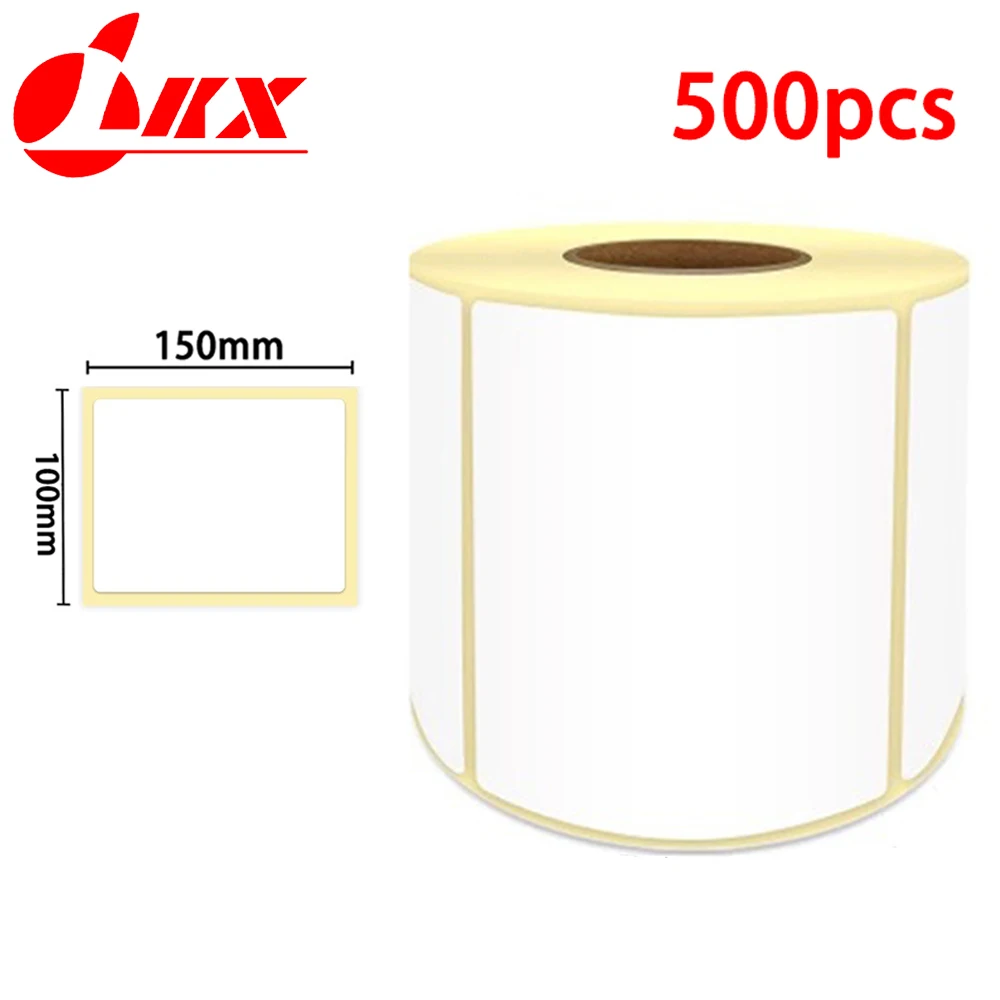 LKX 100 x 150 mm, 500 Stück, gelber Boden, Thermoetiketten, Drucker, Versandetiketten, Allzweck-Etikettenpapier, Aufkleber, wasserdicht, ölbeständig