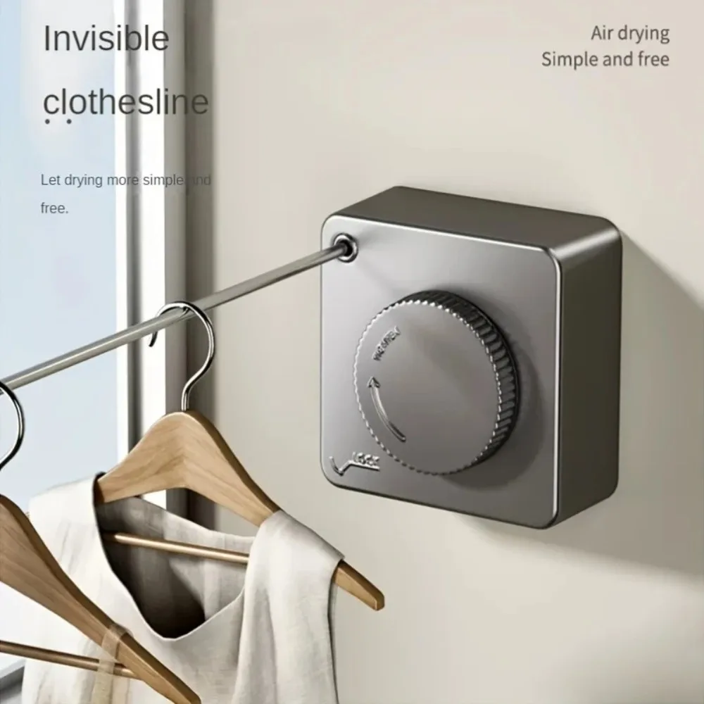 4.8m Retractable Clothesline Invisible Wall Mounted Retracting Clothes Drying Line Non-Sagging Clothes Hanger Line