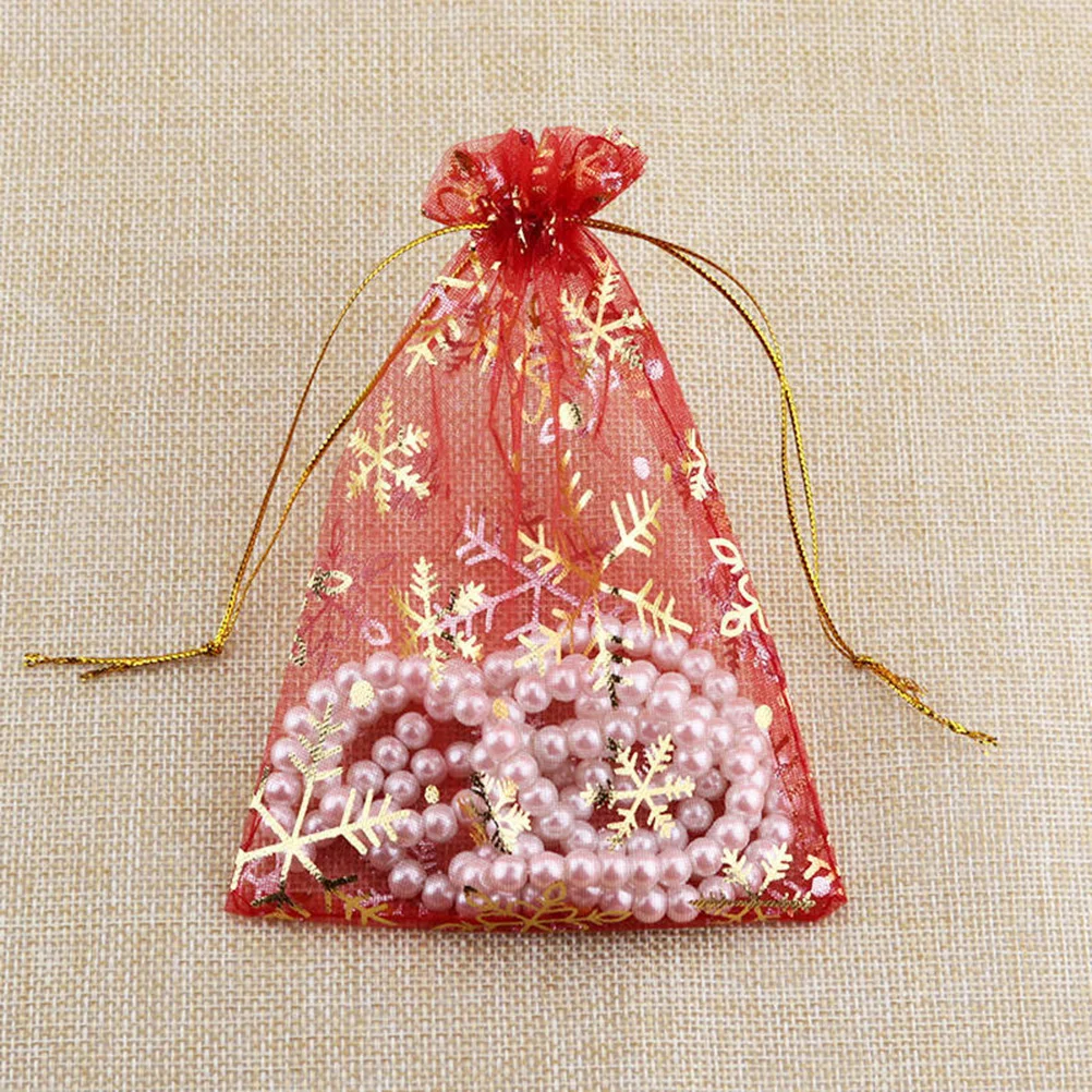 

50pcs Christmas Organza Gift Bags Organza Drawstring Pouches for Candy Sweets Jewelry Storage Travel Sample Bags