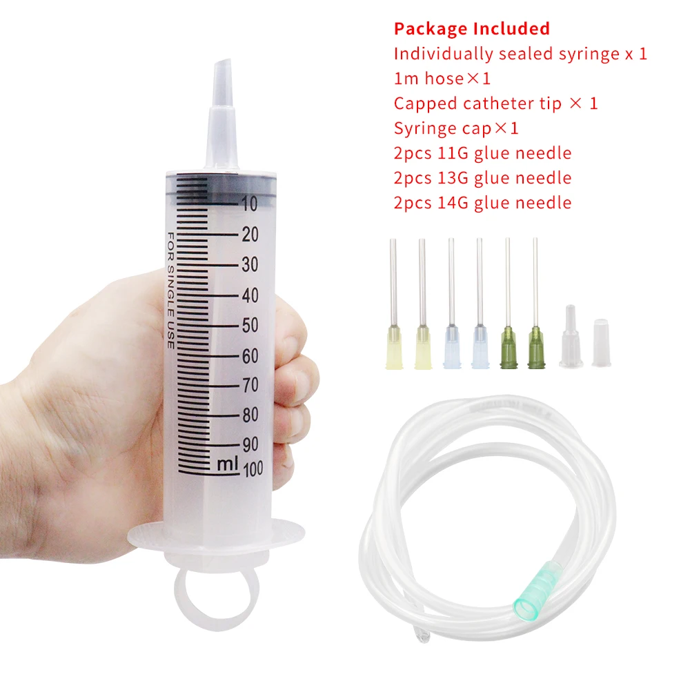 100–550 ml große Spritzen mit Tube für flüssige Kunststoffspritzen mit Spitzenkappe zum Abgabe von Kleber, Bewässerung, Nachfüllen, Füttern