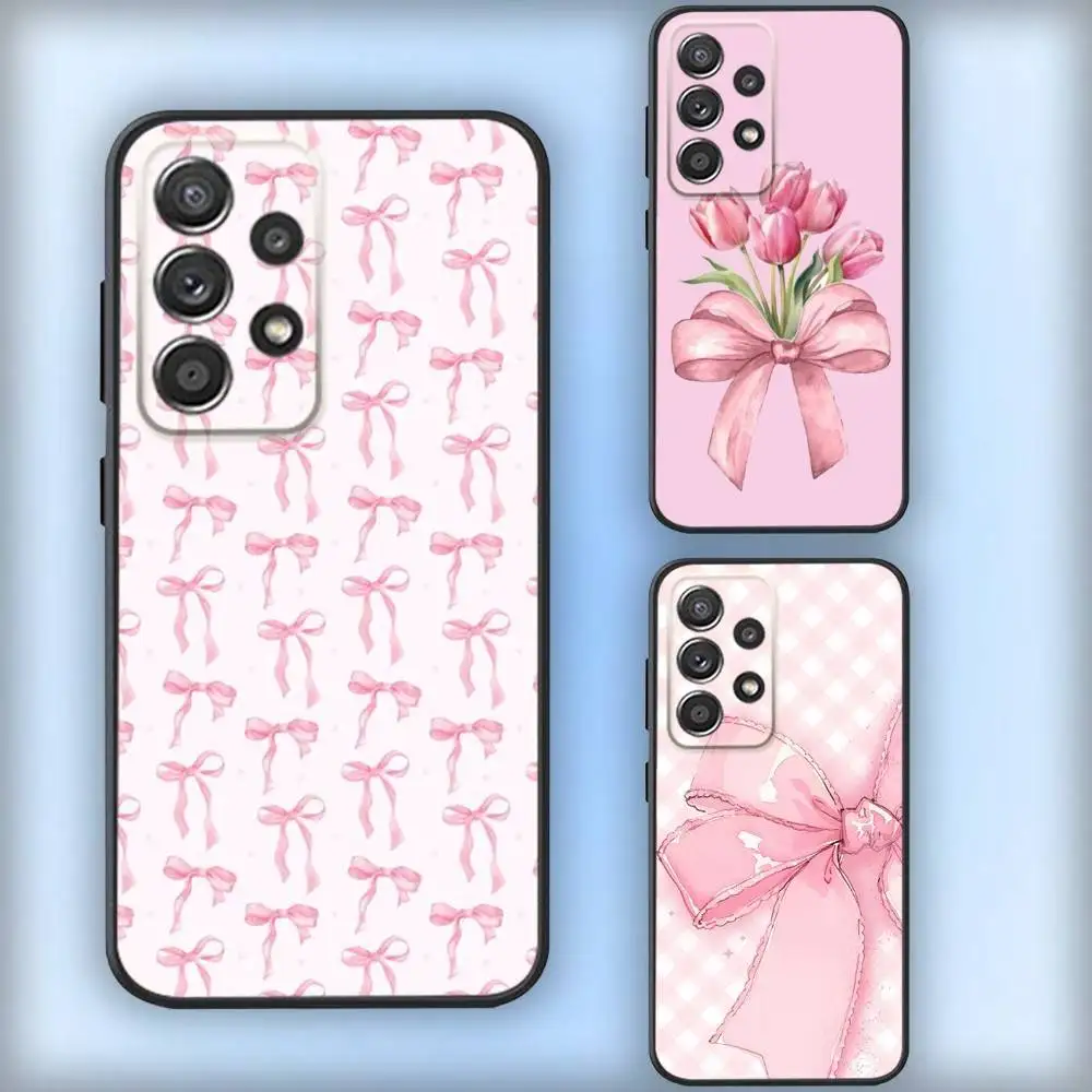 

Cute Pink bow Phone Case For Samsung S25,S24,S21,S22,S23,S30,Ultra,S20,Plus,Fe,Lite,Note,10,9,5G Black Cover