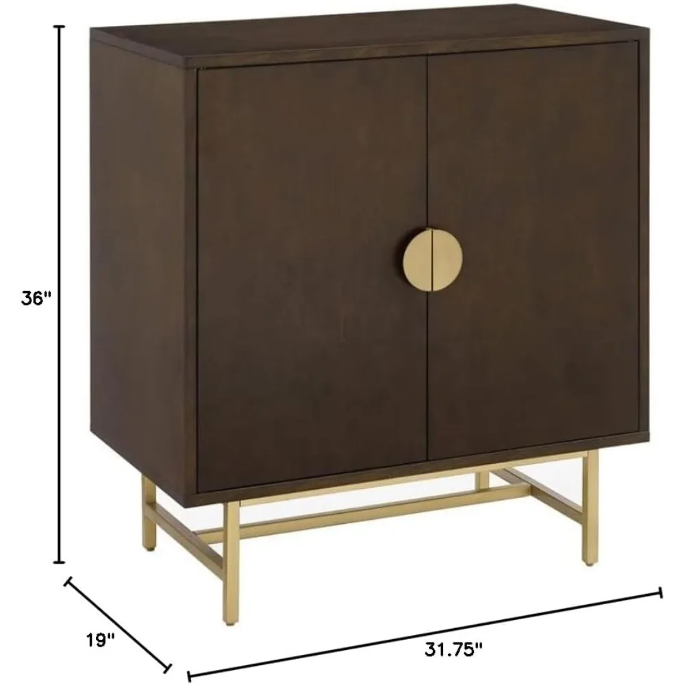 ตู้บาร์ Blair พร้อมชั้นเก็บของและชั้นวางไวน์ สีน้ําตาลเข้ม/ทอง