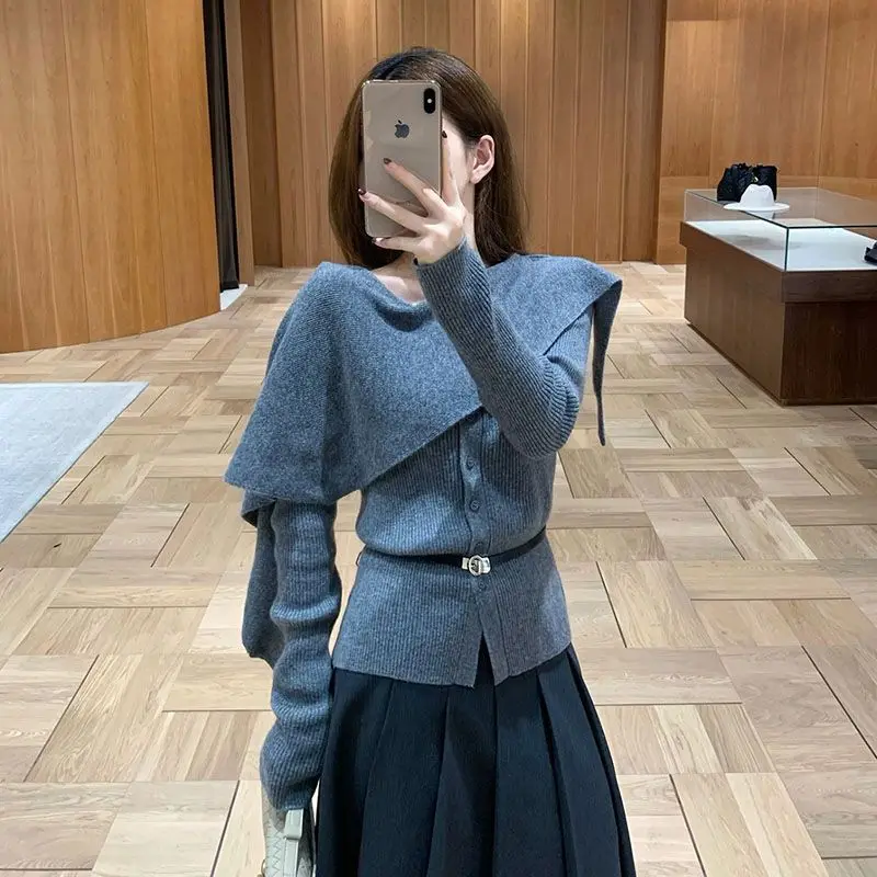 

Женский осенне-зимний утягивающий вязаный свитер неправильной формы с капюшоном Ne Design Ciwalk Faion Bright Tead