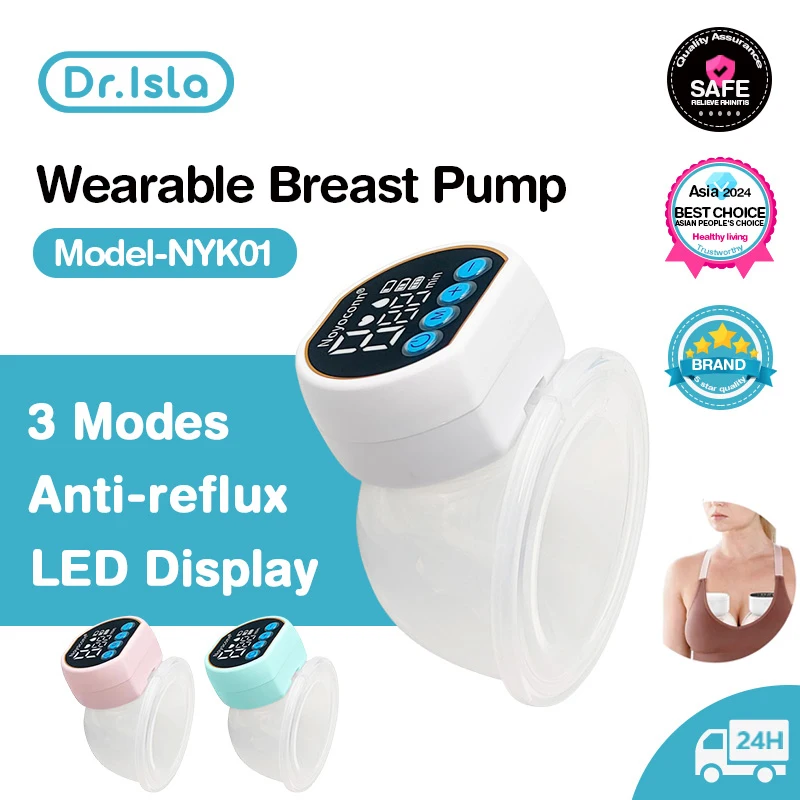 Dr.isla Portable Double-sided Wearable Smart Breast Pump Silent Powerful Suction Electric Breast Pump For Baby BPA Free