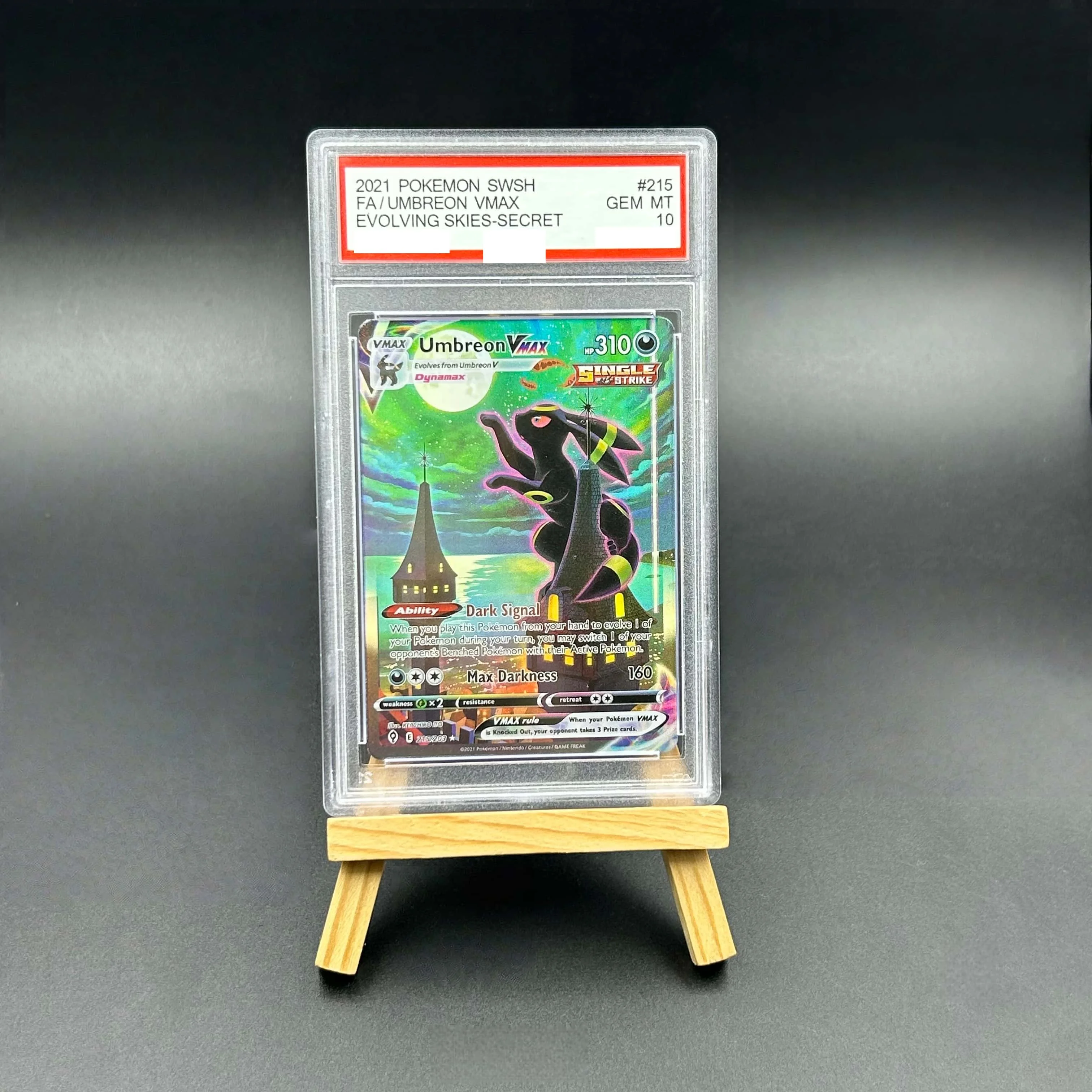 

2021 Pokemon SWSH Evolving Skies Secret Rare Full Art Umbreon VMAX Holo Textured Card - Gem Mint 10 Collectible TCG