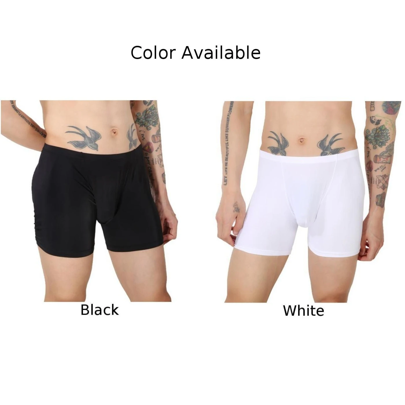 남성용 아이스 실크 긴 다리 복서 브리프, 섹시한 U 볼록 큰 파우치 속옷, 반바지 트렁크, 언더팬츠 통기성 남성 란제리