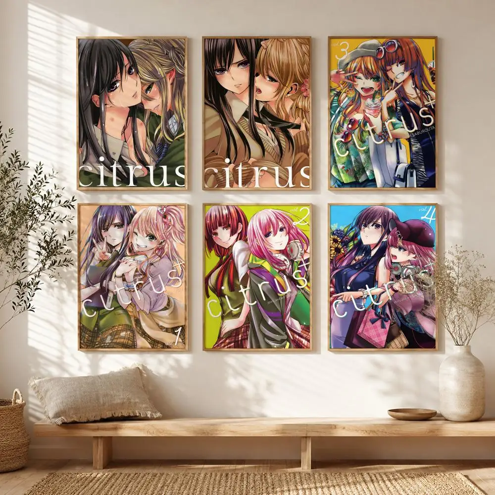 Yuri Manga C-Citrus Poster All-match HD Waterproof Self-Adhesive Wall Art Sticker For Home Bedroom