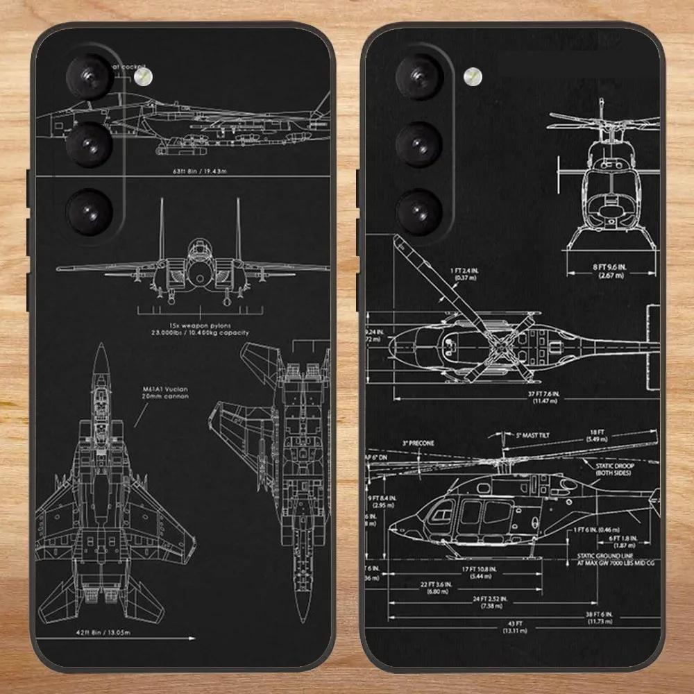 

Aircraft Helicopter Airplane Pilot Fly Phone Case For Samsung S23,23,22,30,21,10,9,Note20 Ultra,Lite,Ultra,5G,Plus,FE,Black Case