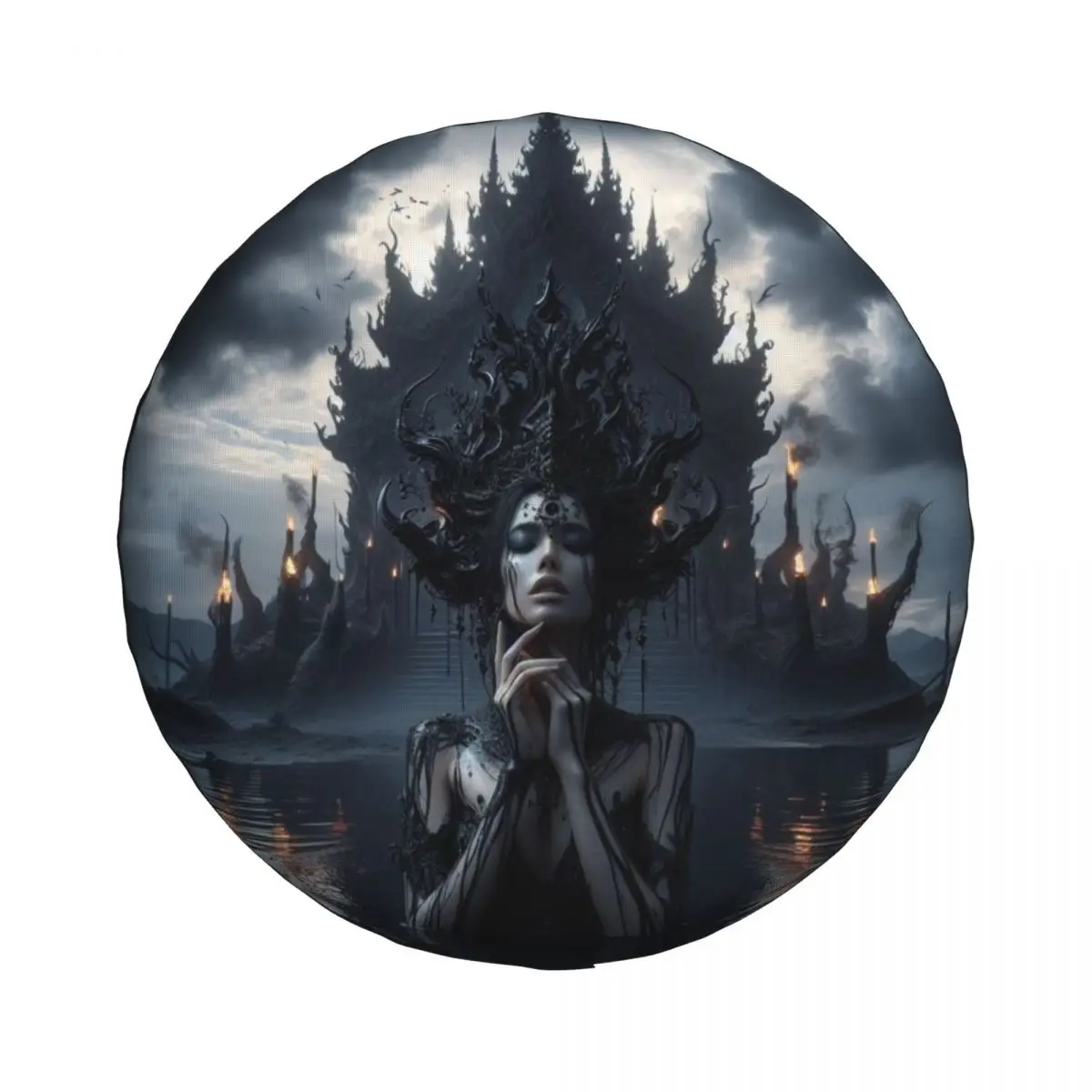 Darkness Goddess Spare Tire Cover for Jeep Hummer SUV RV Car Wheel Protectors Accessories 14" 15" 16" 17" Inch