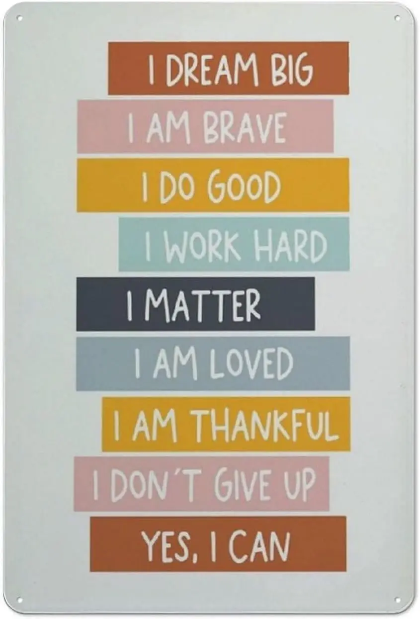 Kid Affirmations Homeschool Tin Signs, Retro Funny Metal Sign Vintage Poster Wall Art for Kitchen Garden Bathroom Farm Home Coff