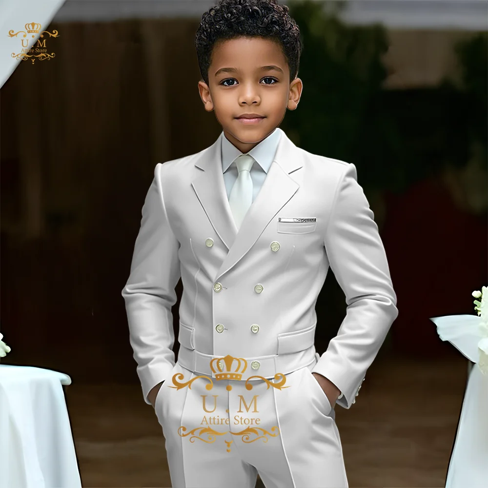 

New style child suit 2pcs white short jacket pants slim fit clothes for birthday party wedding pageboy custom-made boys' tuxedo