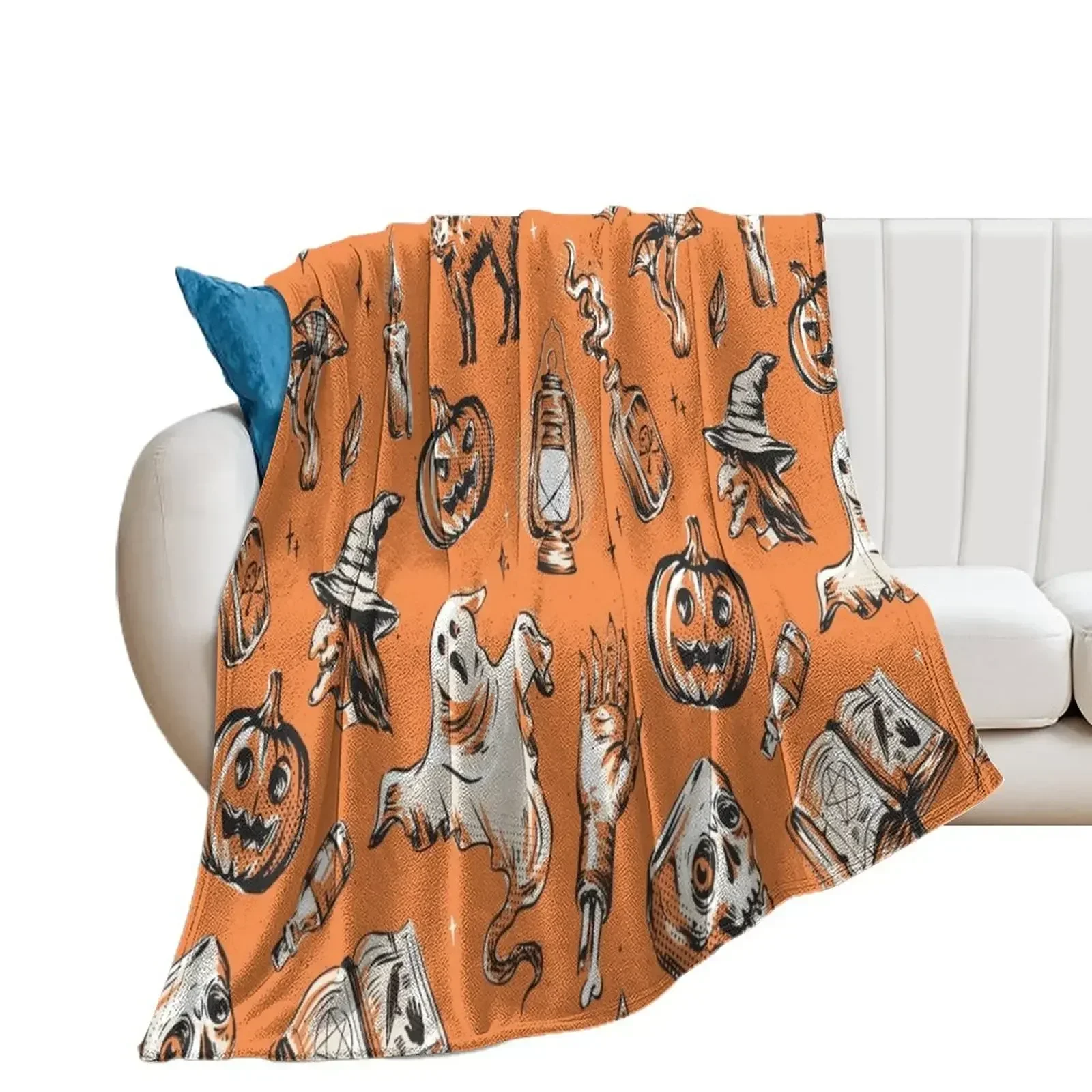 

Magic Vintage Halloween Time Throw Blanket Decorative Sofas Blankets Sofas Of Decoration Beach Thermal Blankets