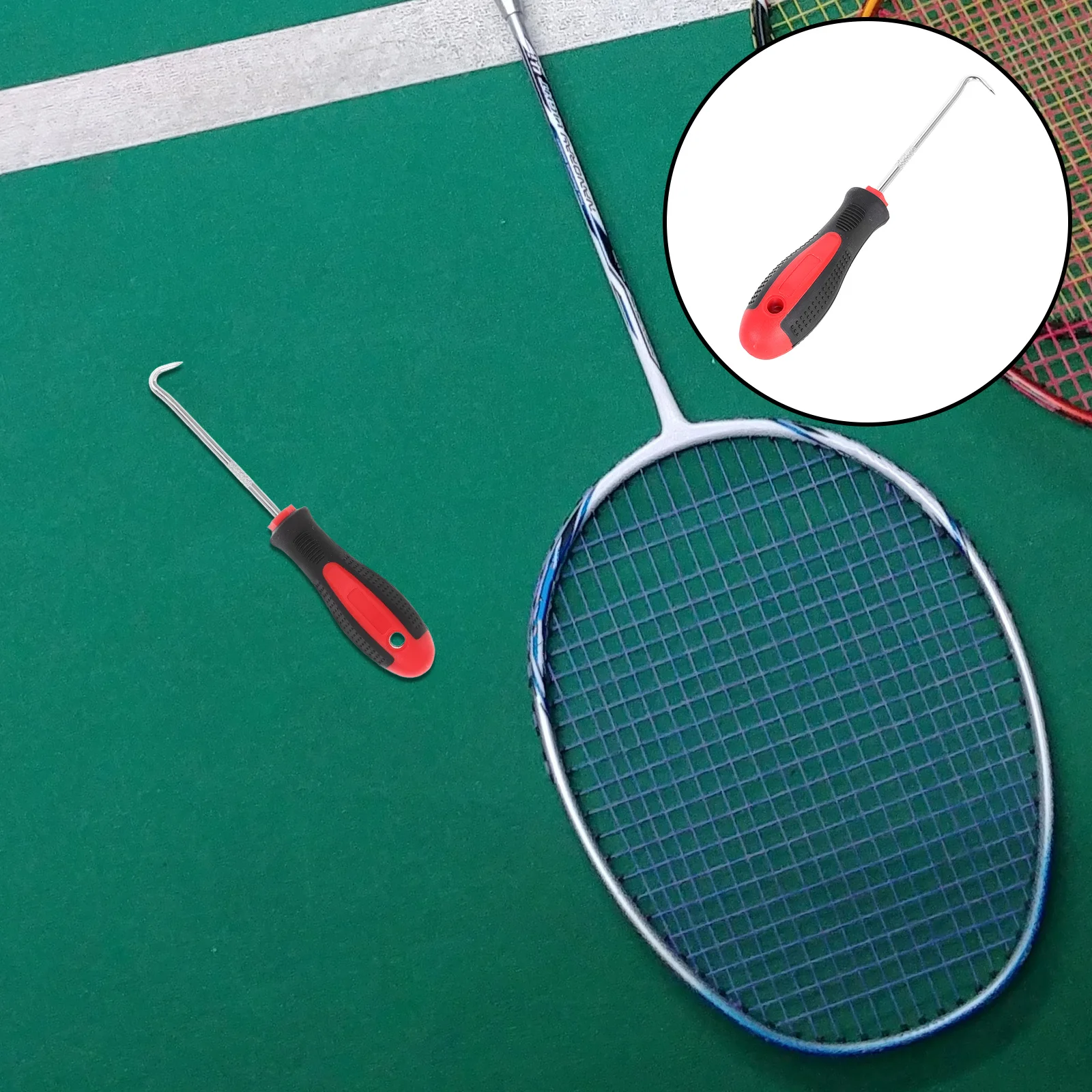

Sports Badminton Stringing Machine Hook Plastic Handle Durable Aluminium Alloy Tennis Racket Threading Tool Racket Fixing Tool