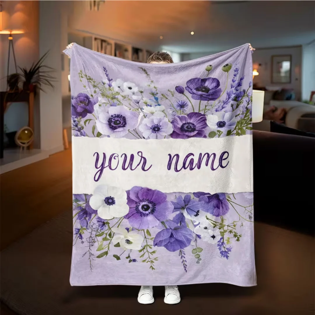 Customize personalized name flannel blankets with two rabbits and an Easter theme, suitable for napping, camping and traveling