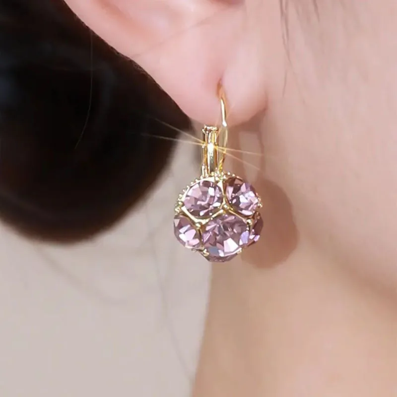 2023 New Fashion Trend Unique Design Elegant Exquisite Light Amethyst Round Earrings Women Jewelry Party Premium Gift Wholesale