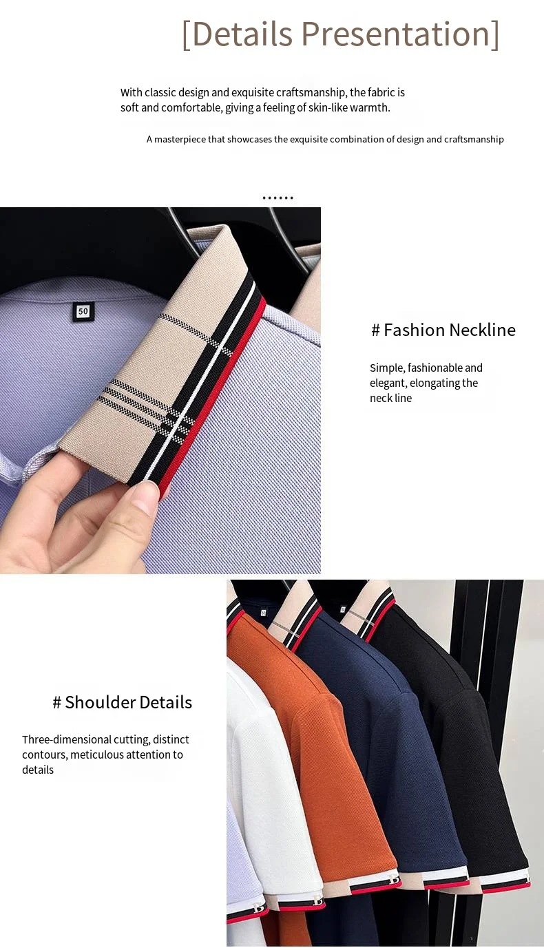 Neues Sommer-Herren-Poloshirt mit Kurzen Ärmeln, Kragen und Knöpfen, Luxuriöse Buchstaben-Stickerei, Lässiger Vielseitiger Jugendlicher Preppy-Stil Herrenbekleidung – Detail 4
