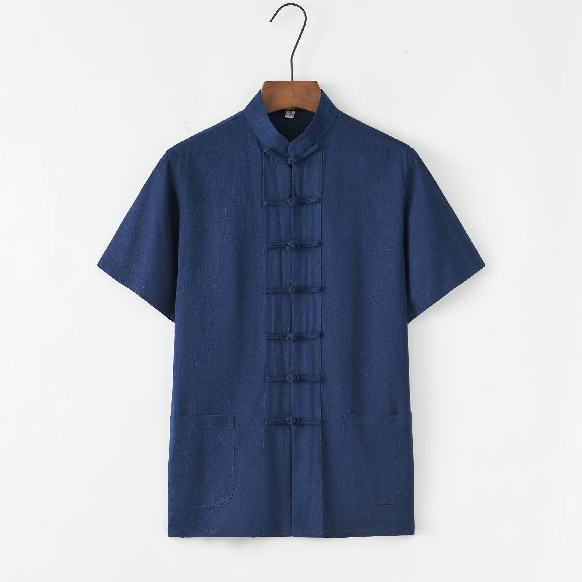 Camisa de manga corta de Kung Fu suelta para hombres, traje Tang tradicional chino de estilo de artes marciales, ropa de algodón y linenTai Chi