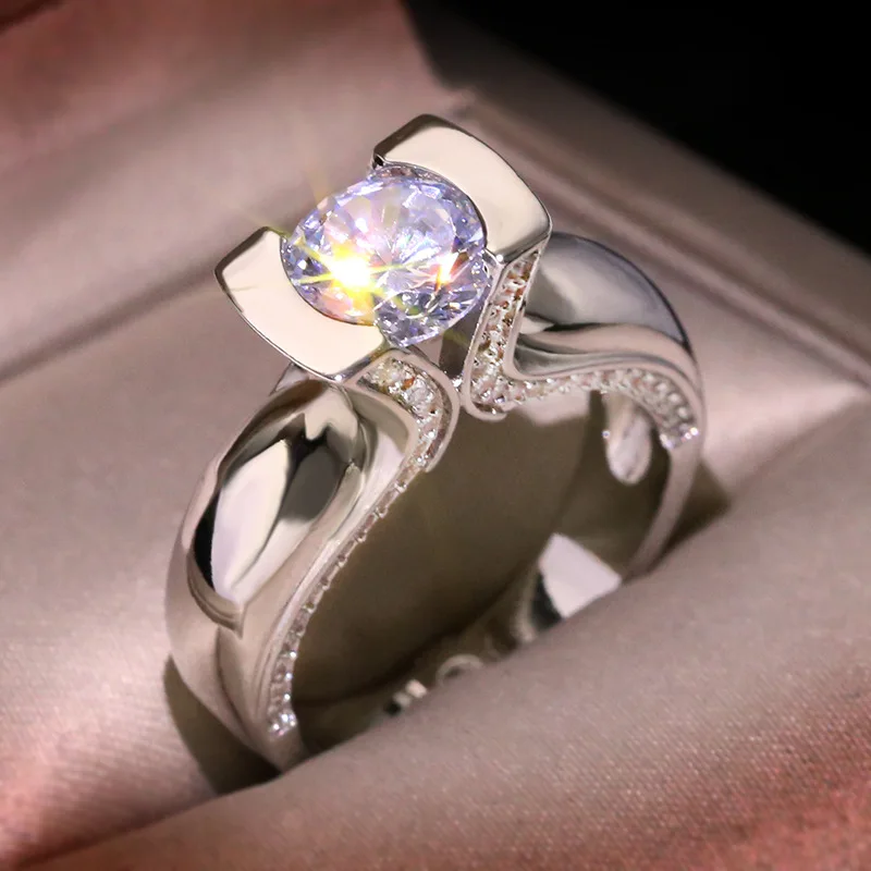 Cincin perak S925 cinta antik untuk wanita cincin pernikahan warna zirkon besar perhiasan pernyataan Fashion pertunangan kristal grosir