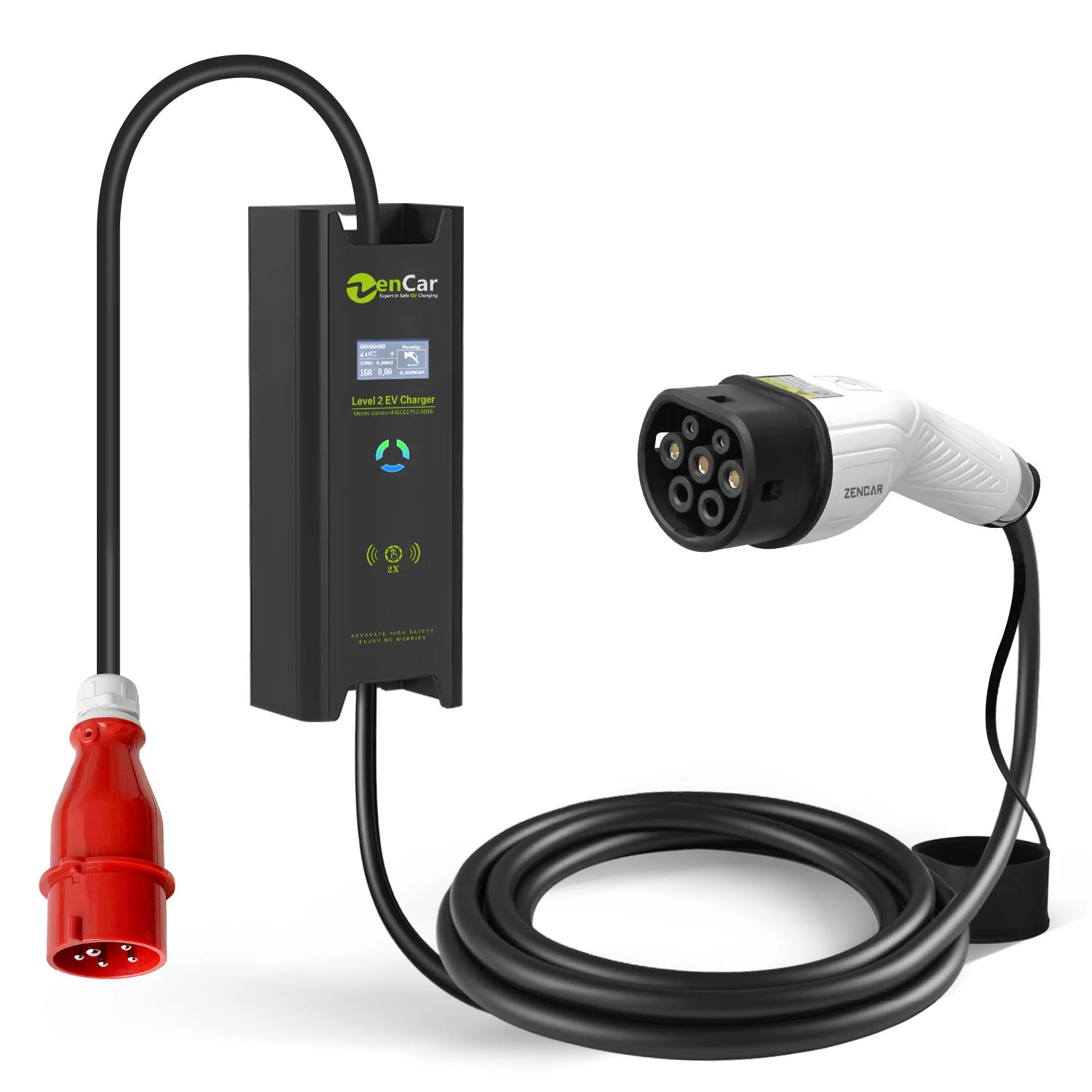 Ev charging stations 11kW 380V Electric Car Home charger control Level 2 type 2 IEC62196 8A 10A 12A 16A  EVSE 5M cable