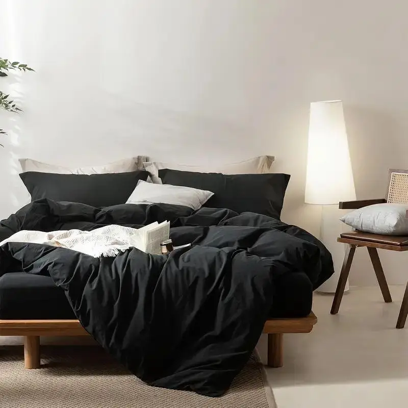 

Solid Duvet Cover Black King Size - Easy to Clean, Soft Fabric, Elegant Home Bedding