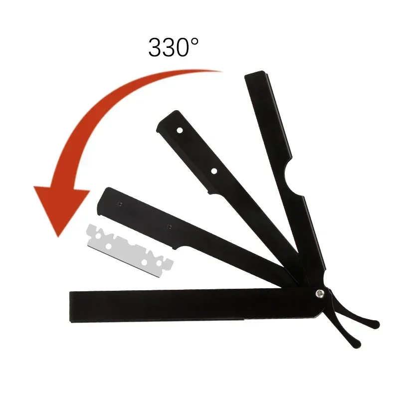 男性用のプロの安全かみそり,折りたたみ式アルミニウム合金かみそり,理髪店の脱毛ツール,ストレート,バービアのナイフホルダー