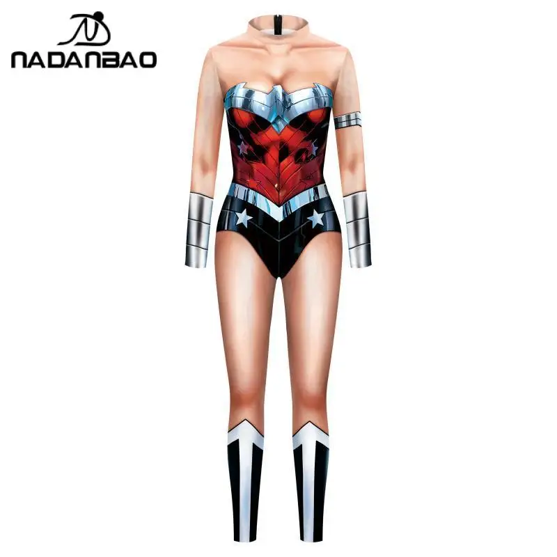 NADANBAO 3D คอสเพลย์ภาพยนตร์บทบาทชุดสำหรับฮาโลวีนผู้หญิงเซ็กซี่พิมพ์กระชับ Bodywear Body Zentai Catsuits