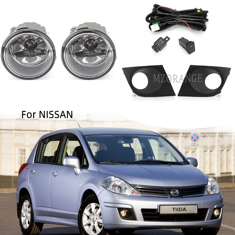 Fog Lights for Nissan Tiida Versa 2007-2010 2011 Headlight LED Halogen Fog Light Frame Wiring Grille Harness Switch accessories