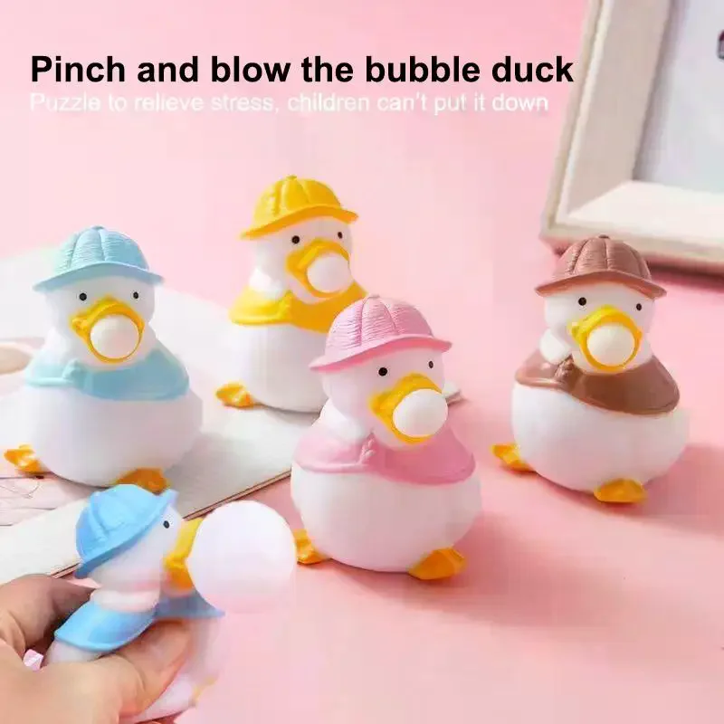 /GJ/Cute Bubble Blowing Duck Fidget Toy Soft PVC For Stress Relief Kids Adults Home Office Daily Play