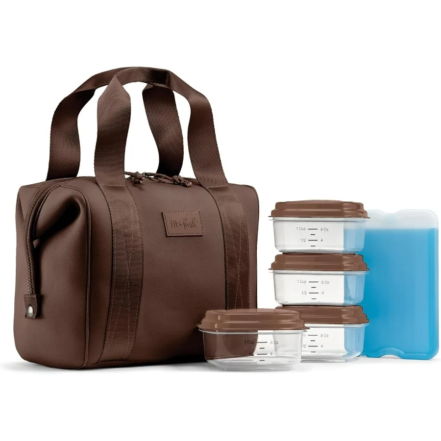 

Remi Neoprene Lunch Bag For Women Meal Prep Kit with Containers XL Ice Pack for Office Picnic or Travel Use SelfInsulating Neop