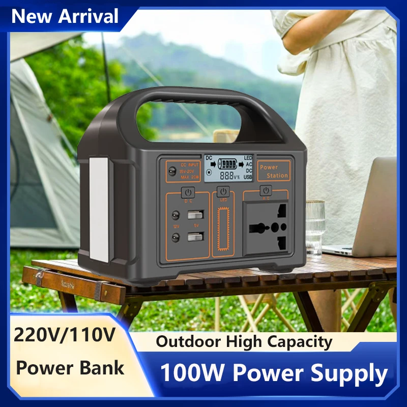 

100W Portable Power Station 220V 110V Solar Generator LED Light Emergency Power Bank 24000mAh 76.8Wh Battery For Outdoor Camping
