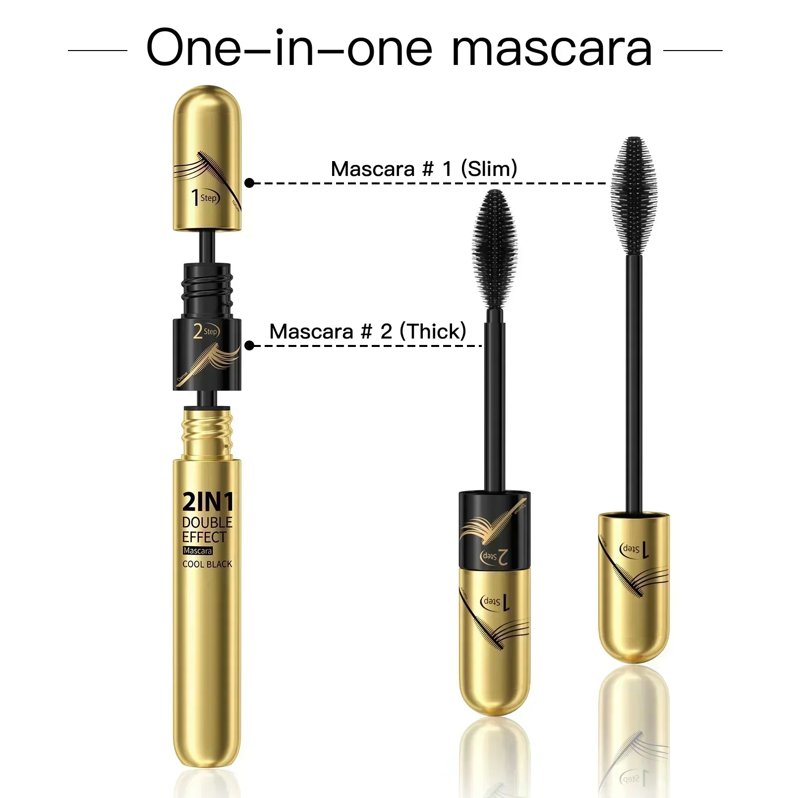 HelloKiss Doppelseitige Wimperntusche, verlängert lockige, schlanke Wimpern, langlebig, wasserfest, schnell trocknend, professionelle 2-in-1-Wimperntusche, 9 g